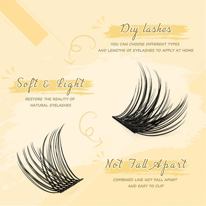 QUEWEL DIY Eyelash Extensions Kit – 144 Clusters, Bond & Seal, Remover