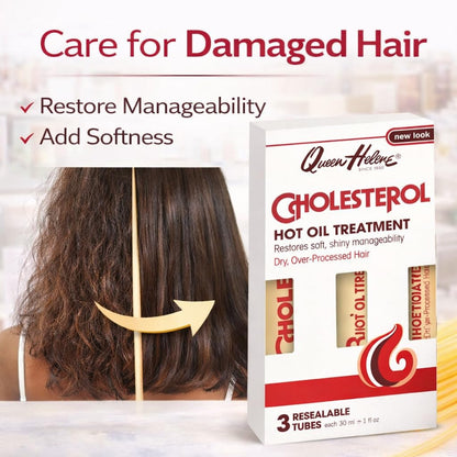 Queen Helene Cholesterol Hot Oil Treatment – Deep Conditioning for Dry Hair | Pack of 3 x 1oz Tubes