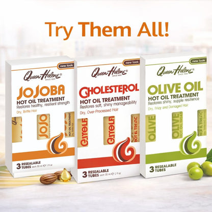 Queen Helene Cholesterol Hot Oil Treatment – Deep Conditioning for Dry Hair | Pack of 3 x 1oz Tubes