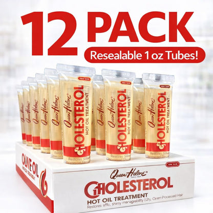 Queen Helene Cholesterol Hot Oil Treatment - 12 Single-Use Tubes for Dry, Damaged Hair