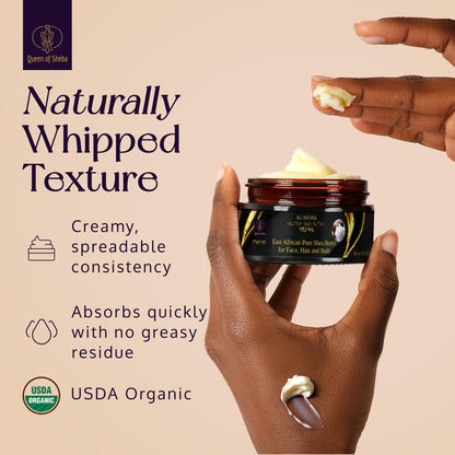 Queen of Shea Raw Organic Shea Butter (8 oz) - East African Nilotica Moisturizer