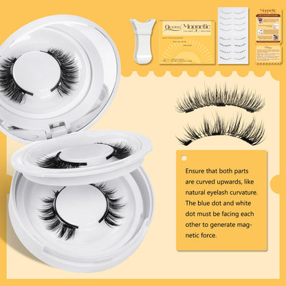 QUEWEL Magnetic Eyelashes Kit – 2 Pairs Reusable Natural Look with Applicator No Glue Needed