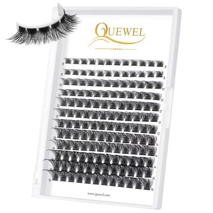 QUEWEL Cluster Lashes 144 Pcs Mega-D-MIX DIY Eyelash Extensions, C/D Curl, 8-16mm