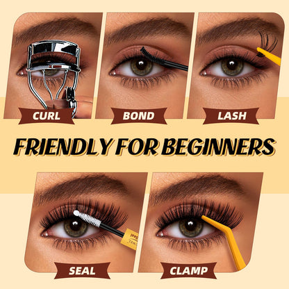 QUEWEL Lash-Clusters-Kit – 30/40/50D DIY Lash Clusters 10-16mm with Bond & Seal, Waterproof, Tweezers