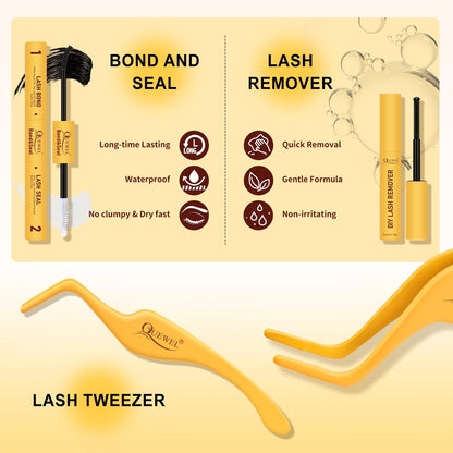 QUEWEL Fairy-Lash-Clusters Kit - DIY Manga Lash Clusters (144pcs) 10-18mm with Invisible Band