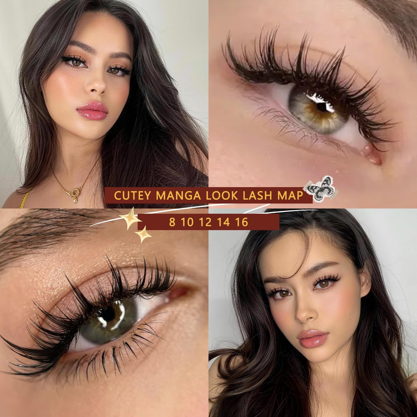 QUEWEL Fairy-Lash-Clusters Kit - DIY Manga Lash Clusters (144pcs) 10-18mm with Invisible Band