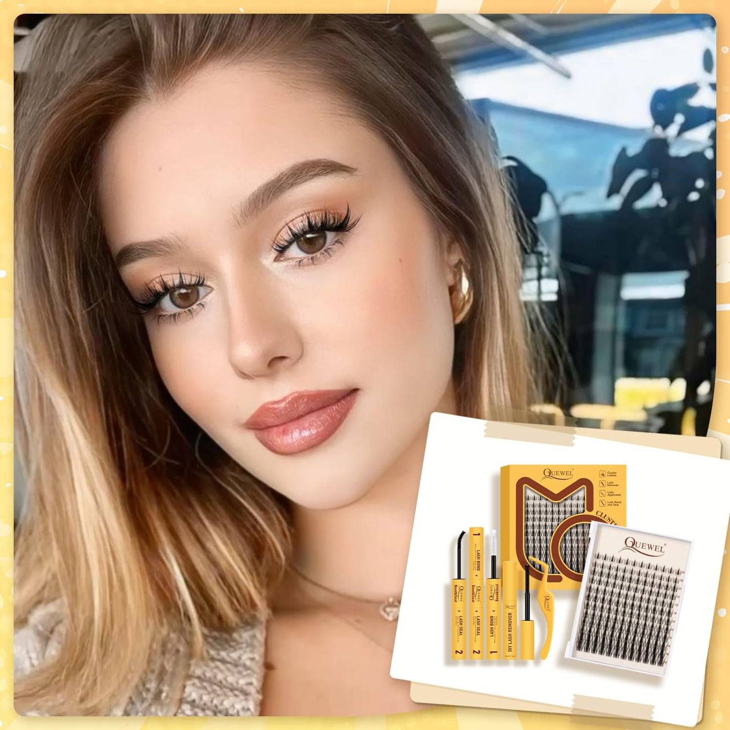 QUEWEL Fairy-Lash-Clusters Kit - DIY Manga Lash Clusters (144pcs) 10-18mm with Invisible Band