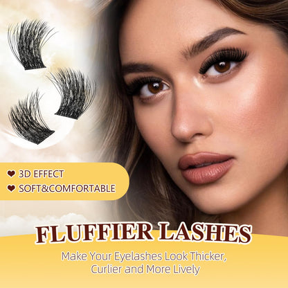QUEWEL DIY Lash Extension Kit - 144 Pcs Clusters, 10-18mm, Bond & Seal, Beginner-Friendly at Home