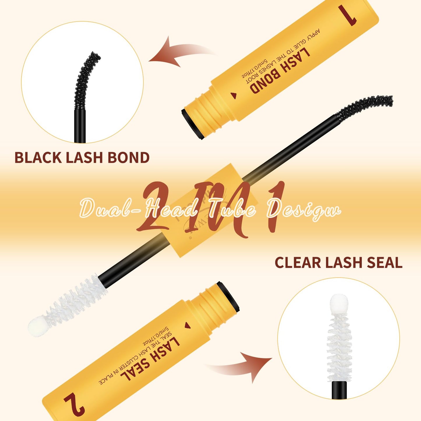 QUEWEL Lash Bond and Seal 2 in 1 Lash Cluster Glue | 10ML Waterproof Lash Bond & Seal for DIY Lash Extensions at Home
