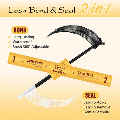 QUEWEL DIY Lash Extension Kit – 144 Lashes, Bond & Seal, Waterproof, At-Home Lash Kit