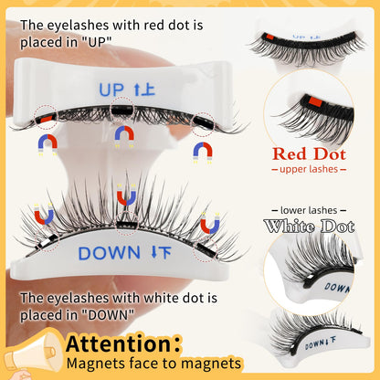 QUEWEL Magnetic Eyelashes Kit – 2 Pairs Reusable Natural Look with Applicator No Glue Needed