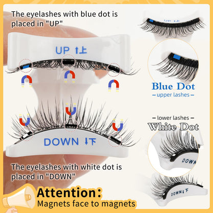 QUEWEL Magnetic Eyelashes Kit – 2 Pairs, No Glue Needed, Cat Eye Look