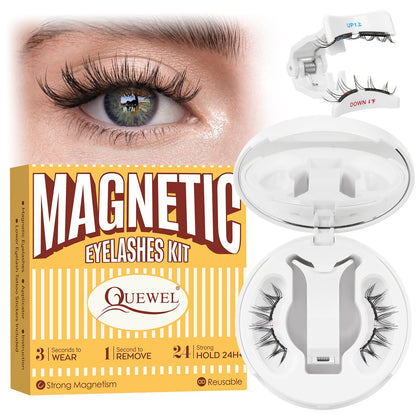 QUEWEL Soft Magnetic Lashes with Applicator | No Glue Needed, Reusable