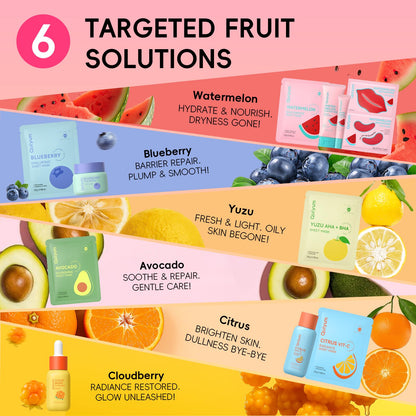 QUIYUM Fruit Skincare Set — Pink Plush Bag & Strawberry Nail Art | Hydrating Glow & Oil Control