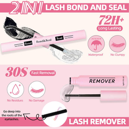 QUKLOGEN DIY Lash Extension Kit – 340 Pcs, 9-18mm, 30+40D Curl, Bond & Seal, Glue Remover, Cleaning Set