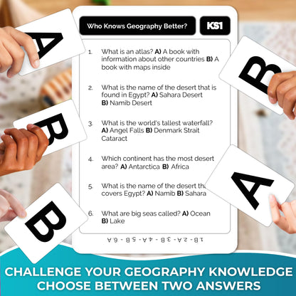 QUOKKA Who Knows Better? Geography Family Card Trivia Game | Fun Learning for All Ages