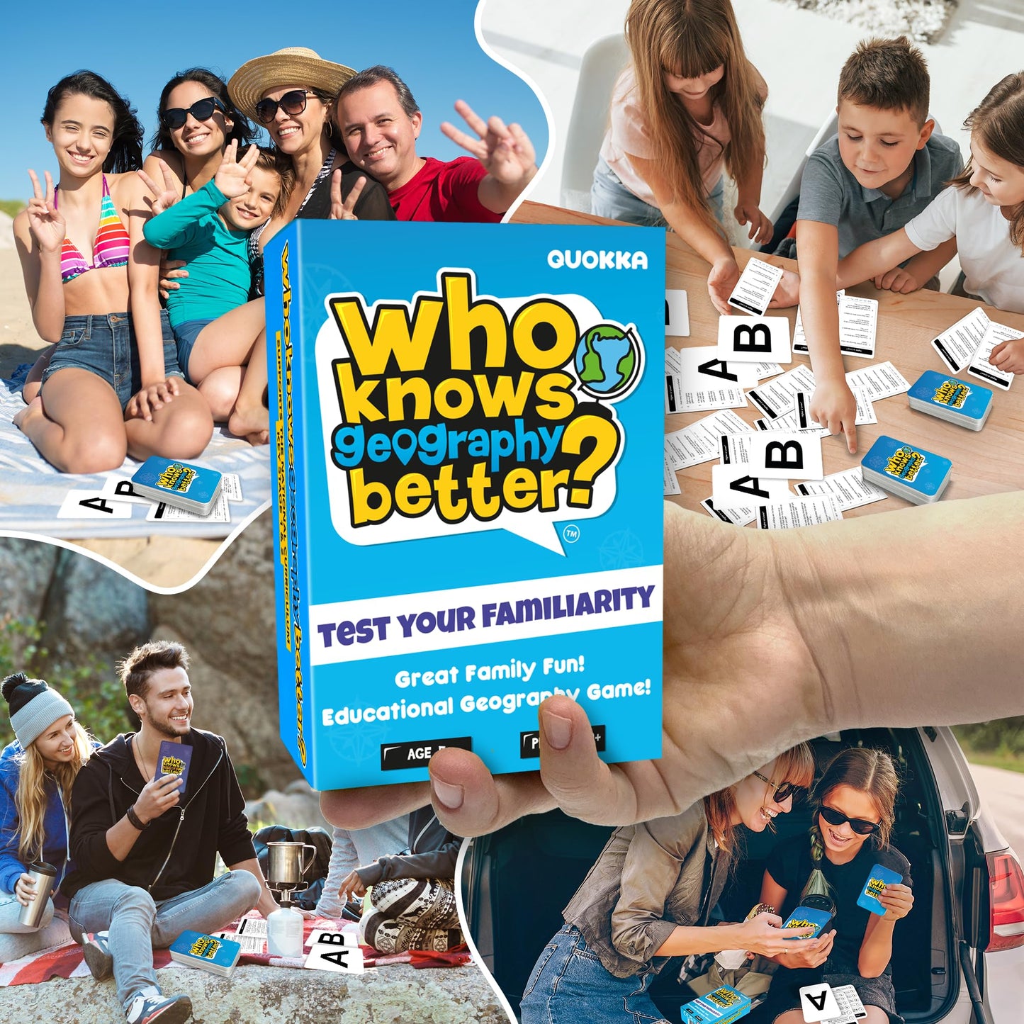 QUOKKA Who Knows Better? Geography Family Card Trivia Game | Fun Learning for All Ages