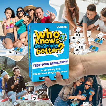 QUOKKA Who Knows Better? Geography Family Card Trivia Game | Fun Learning for All Ages