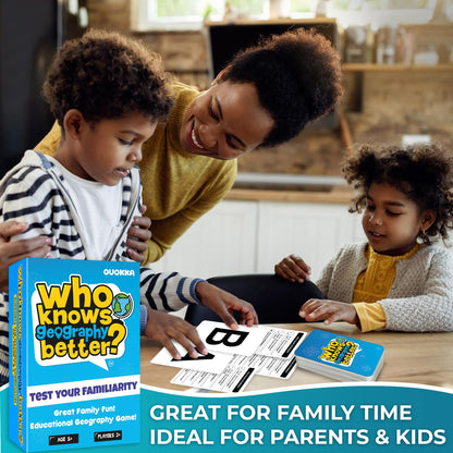 QUOKKA Who Knows Better? Geography Family Card Trivia Game | Fun Learning for All Ages