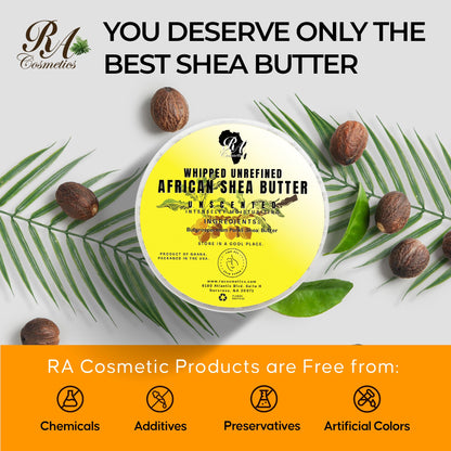 RA Cosmetics Pure Shea Butter, Unscented - 12oz | 100% Pure African Shea Butter for Skin, Hair & Lips