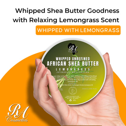 RA COSMETICS Whipped Shea Butter with Lemongrass – 100% Unrefined Ghana Sheabutter