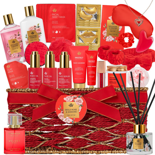 RA ROSA ACCA 35-Pc Valentines Gift Set for Women — Red Rose Spa Basket