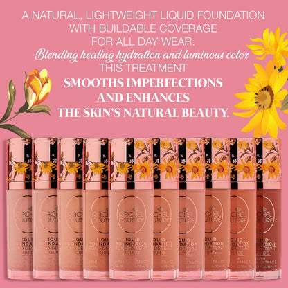 Rachel Couture Lightweight Foundation with Buildable Coverage & Matte Finish | Vegan & Cruelty-Free | Arnica Extract Infusion - 1.18 Fl Oz - Dune