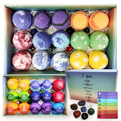 Rachelle Parker Chakra Healing Gemstones Bath Bombs | 15 Essential Oil Bath Bombs for Yoga & Meditation