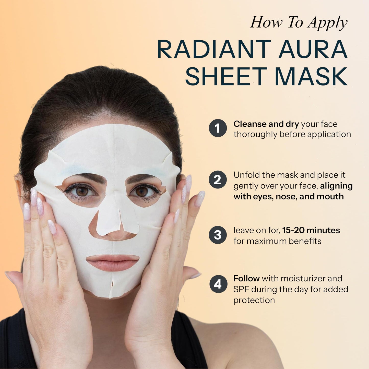 Radiant Aura Vitamin E & Vitamin C Sheet Mask – Dermatologist Tested, Deep Hydration, Korean Skincare