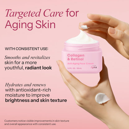 Radiant Aura Collagen & Retinol Face Cream – Vegan Korean Skincare for Firming & Hydration