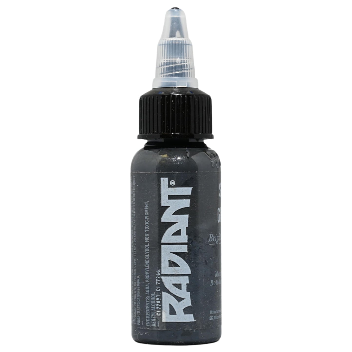 Radiant Colors Sly Gray Tattoo Ink 1oz – Smooth Mid Gray for Shading & Soft Contrast