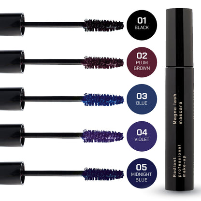 Radiant Professional Lengthening Mascara with Silicone Brush – Smudge-Proof Curl & Volume for Sensitive Eyes (04 Violet)