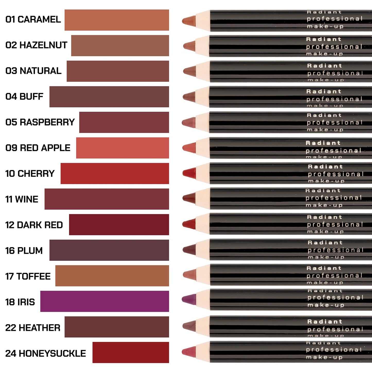 Radiant Professional Waterproof Lip Liner Pencil – Long-Lasting, Vitamin E, 1.20gr (Toffee)