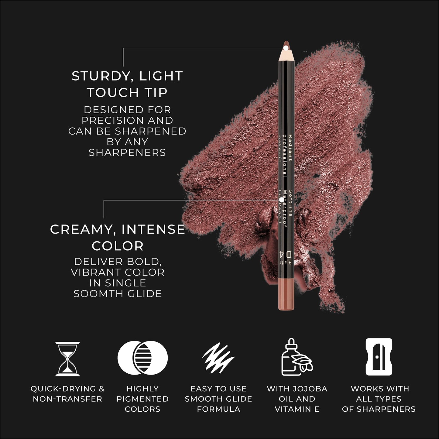 Radiant Professional Waterproof Lip Liner Pencil Cherry – Long-Lasting Definition