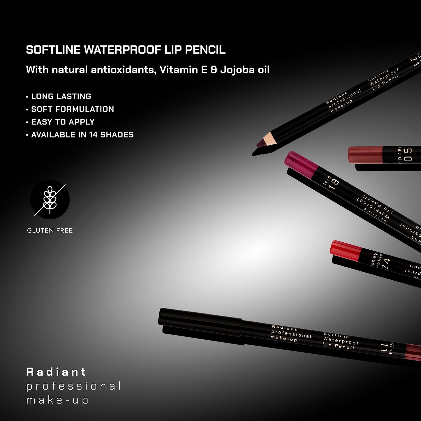 Radiant Professional Waterproof Lip Liner Pencil Cherry – Long-Lasting Definition