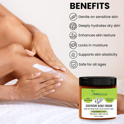RaGaNaturals Mango Butter Moisturizing Cream for Dry Skin – Fragrance-Free & Non-Greasy