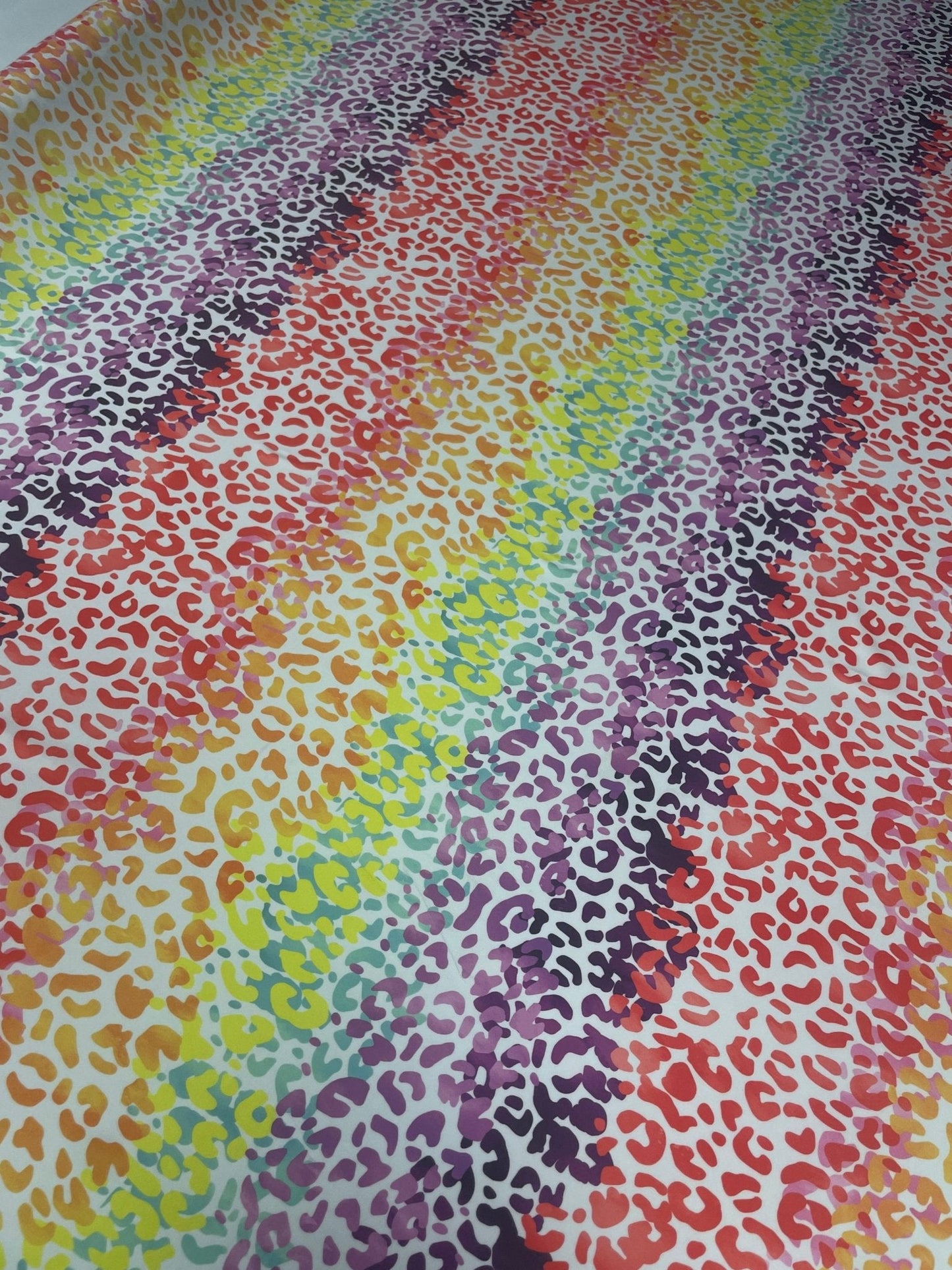 Rainbow Leopard Print Lycra Stretch Fabric by the Metre