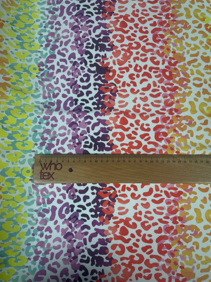 Rainbow Leopard Print Lycra Stretch Fabric by the Metre