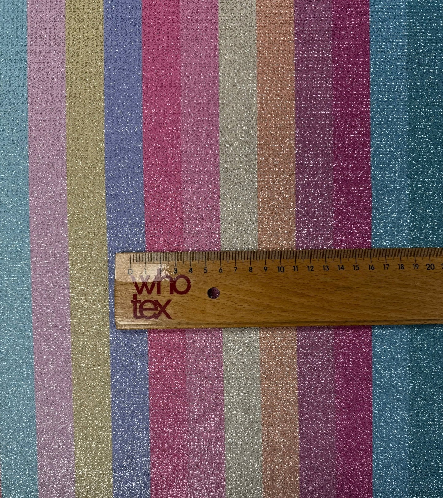Rainbow Stripe Lurex Fabric with Metallic Shimmer