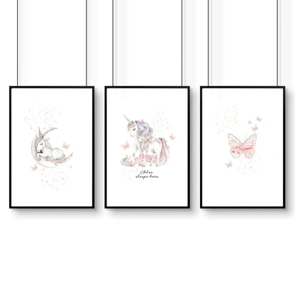 Rainbows Unicorns | Set of 3 wall art prints
