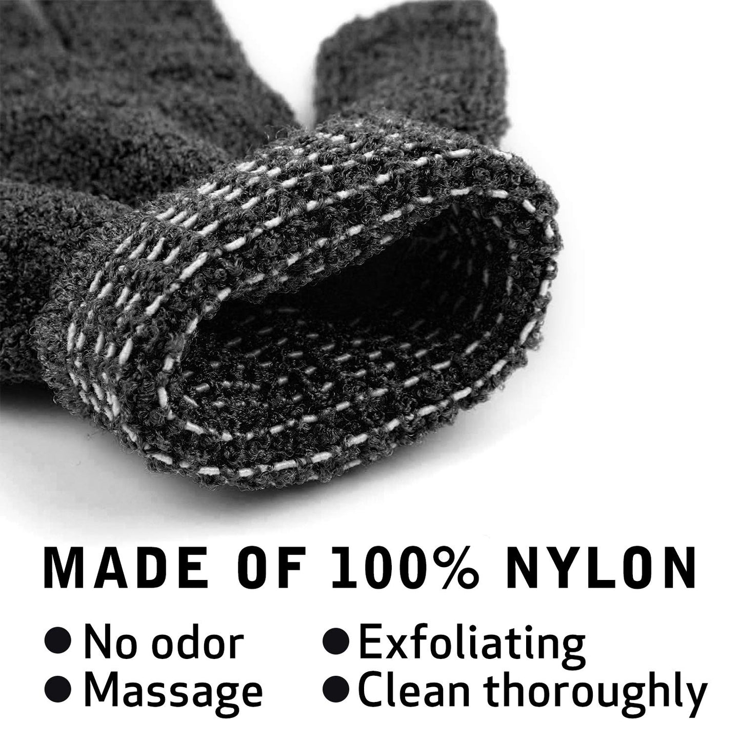 Rainmae 6Pairs Exfoliating Gloves – Premium Black Bath Scrub Mitts