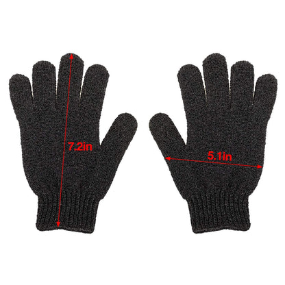 Rainmae 6Pairs Exfoliating Gloves – Premium Black Bath Scrub Mitts