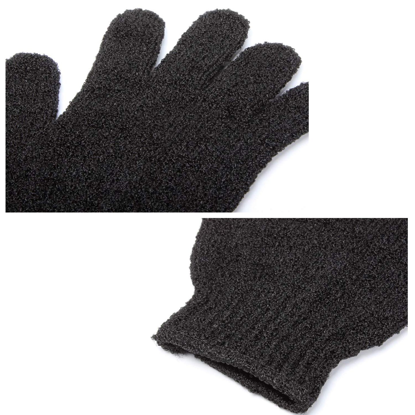Rainmae 6Pairs Exfoliating Gloves – Premium Black Bath Scrub Mitts