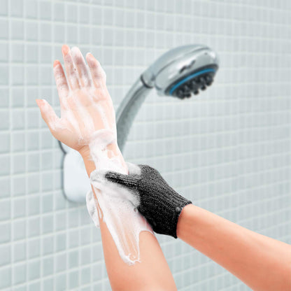Rainmae 6Pairs Exfoliating Gloves – Premium Black Bath Scrub Mitts
