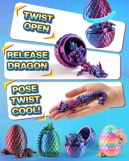 Rapean 8-inch 3D Printed Dragon Eggs (4 Pack) – Mystery Crystal Dragons Inside, Easter Basket Stuffers, Fantasy Decor