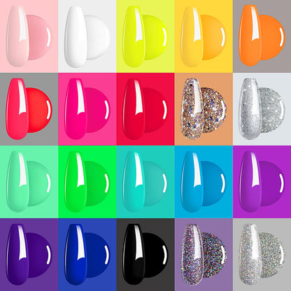 RARJSM 23 Pcs Gel Nail Polish Set — Pastel, Neon & Classic Colors with Base & Top Coats | LED/UV Curing