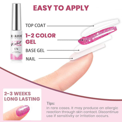 RARJSM Reflective Glitter Nail Art Gel Liner – 12 Colors, Diamond Sparkle, UV/LED Curing