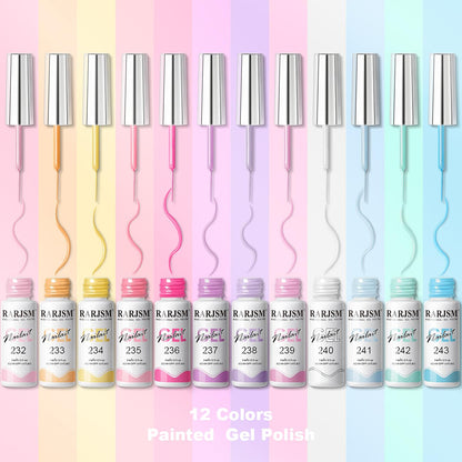 RARJSM Gel Liner Nail Art Set 12 Colors – 5ml Striping Gel Polish with Thin Brush