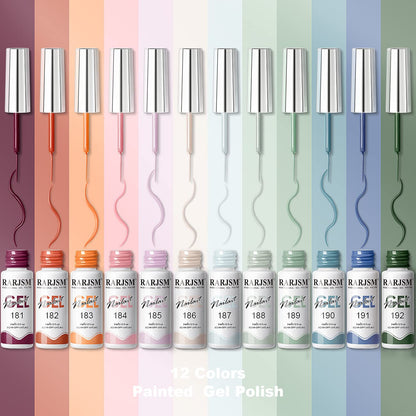 RARJSM Nail Art Gel Liner 12-Color Set – 5ml, Built-in Brush, UV/LED Cure