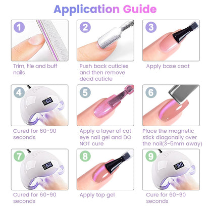 RARJSM Aurora Glitter Cat Eye Gel Nail Polish Set – 6 Pcs with Magnetic Stick